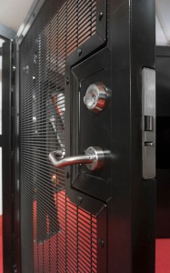 Zaun panelled gate with Mico lock in Tindall showroom