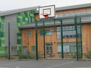 Recessed Goal with Basketball Over Panel