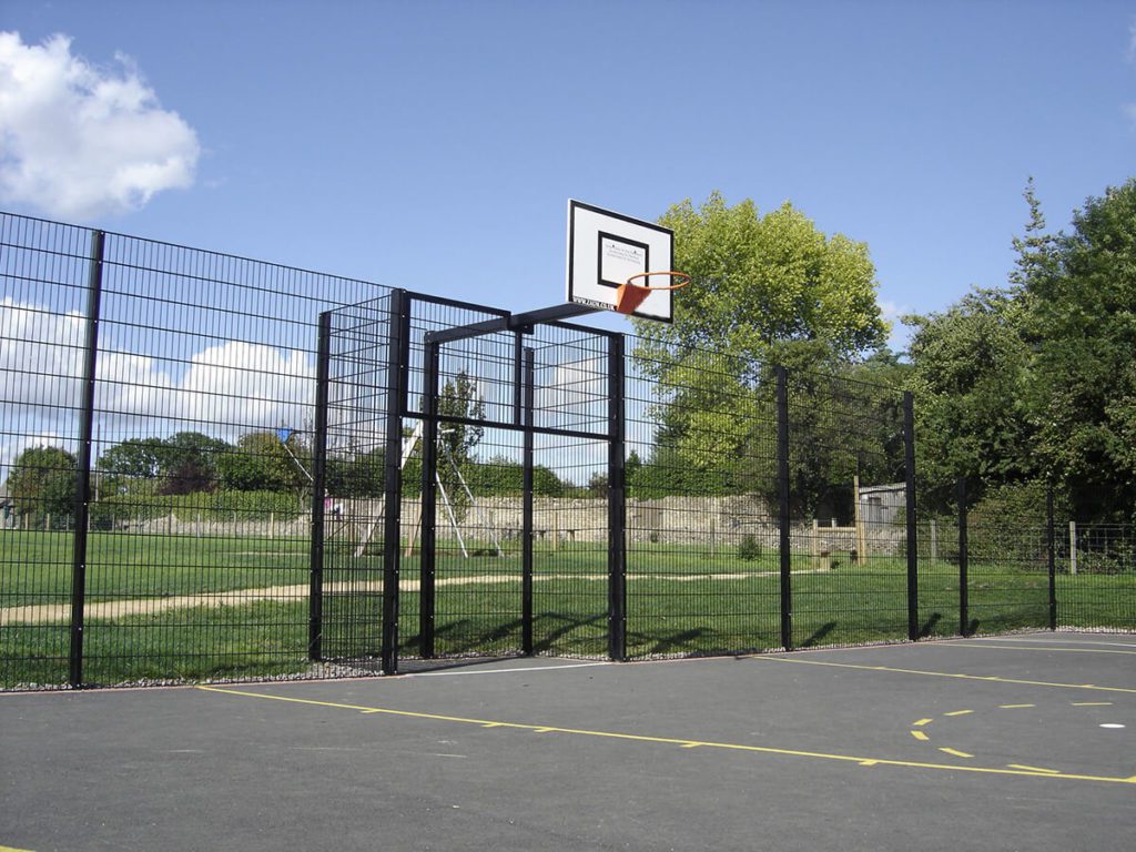 Recessed Goal with Basketball Over Panel