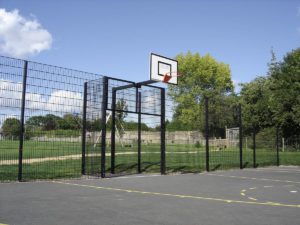 Recessed Goal with Basketball Over Panel