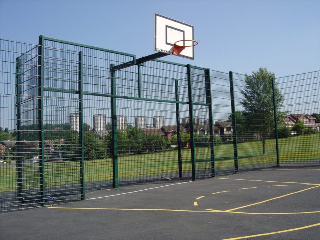 Recessed Goal with Basketball Over Panel